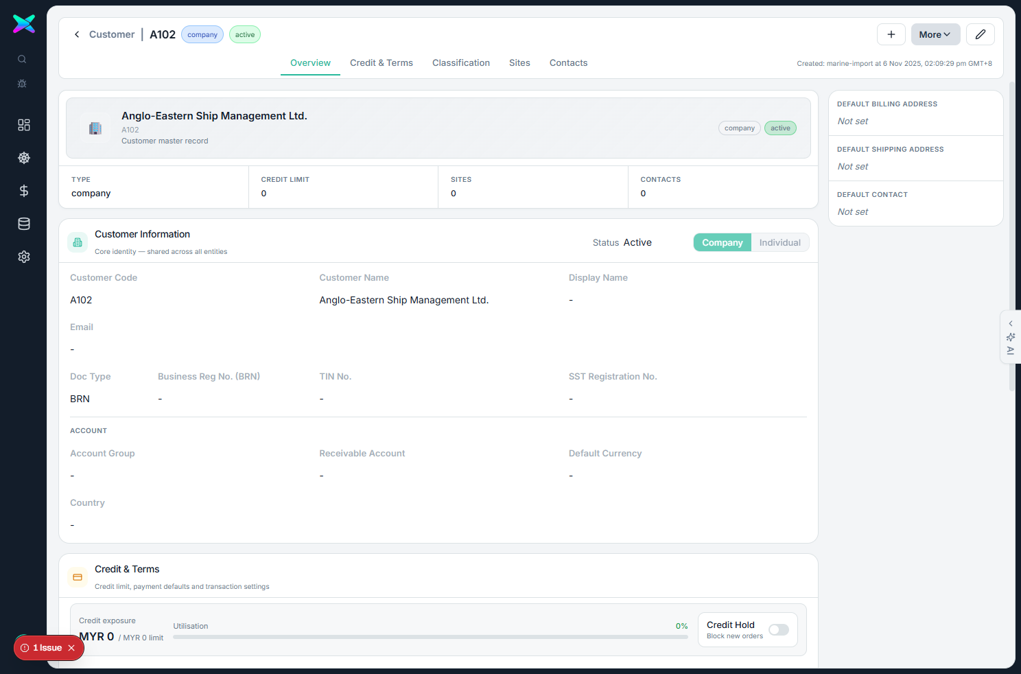 Customer form