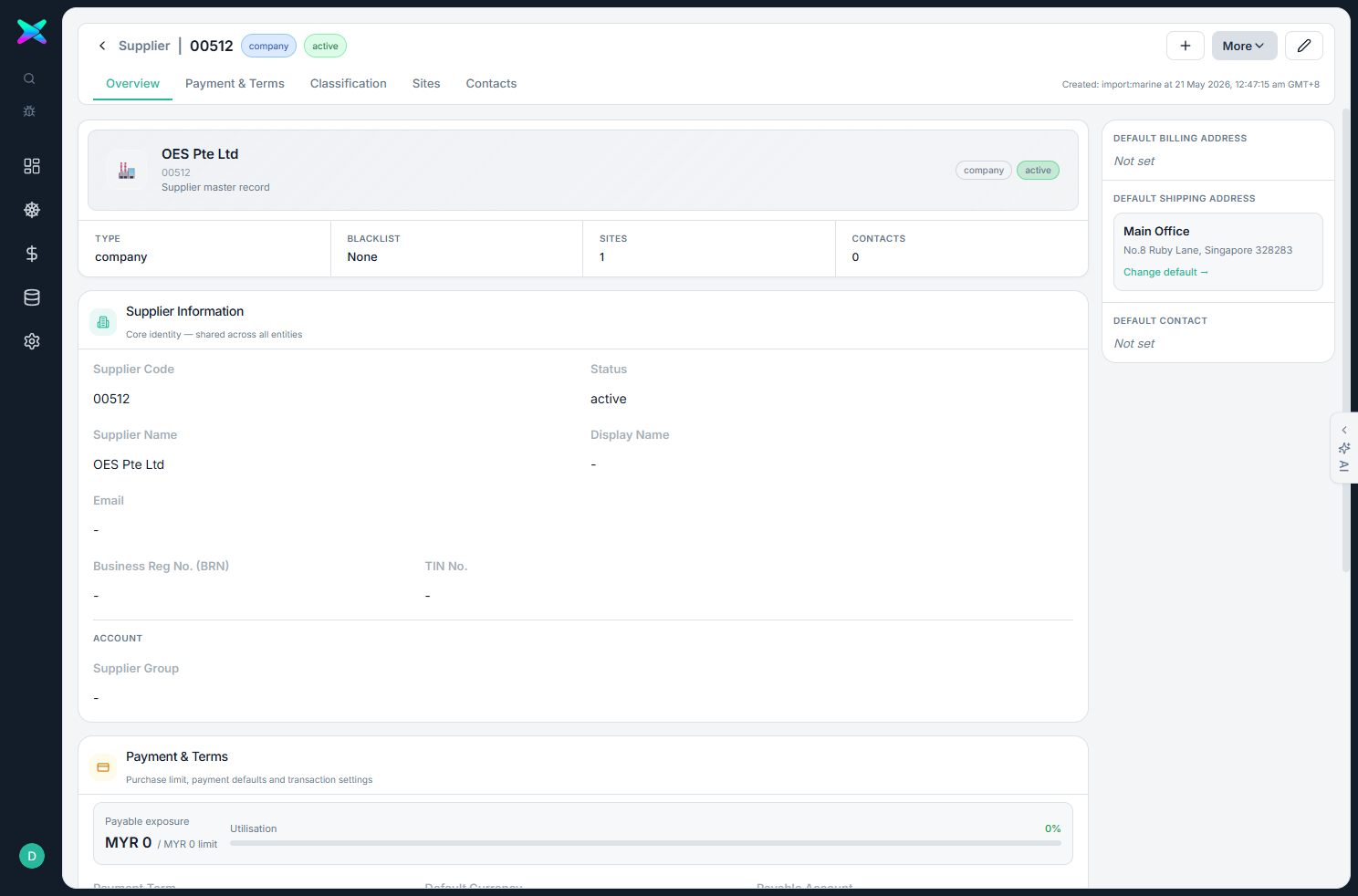 Supplier form